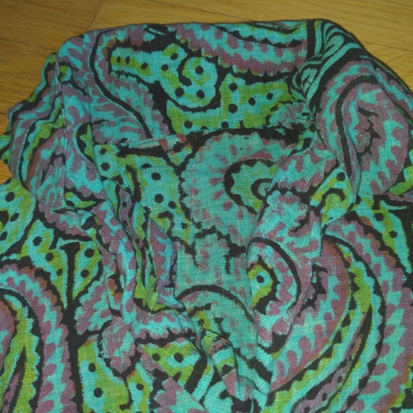 Vintage 70's Boho Collared Paisley Print Long Sleeve Blouse - Picture 3 of 4